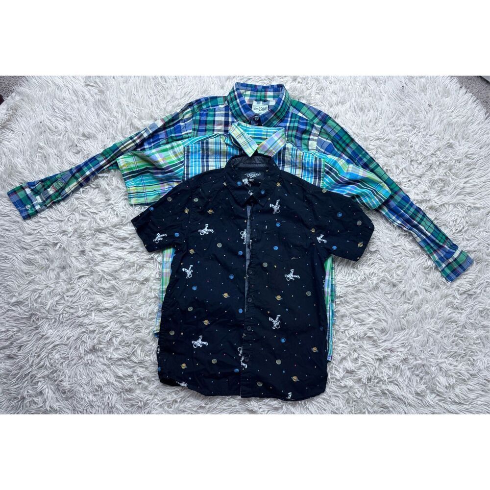 3 piece boys button down plaid shirt bundle size 10-12 by The Children’s Place,